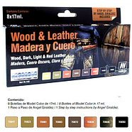 Набор акриловых красок для моделизма WOOD&LEATHER, 8х17мл, Vallejo, фото 5