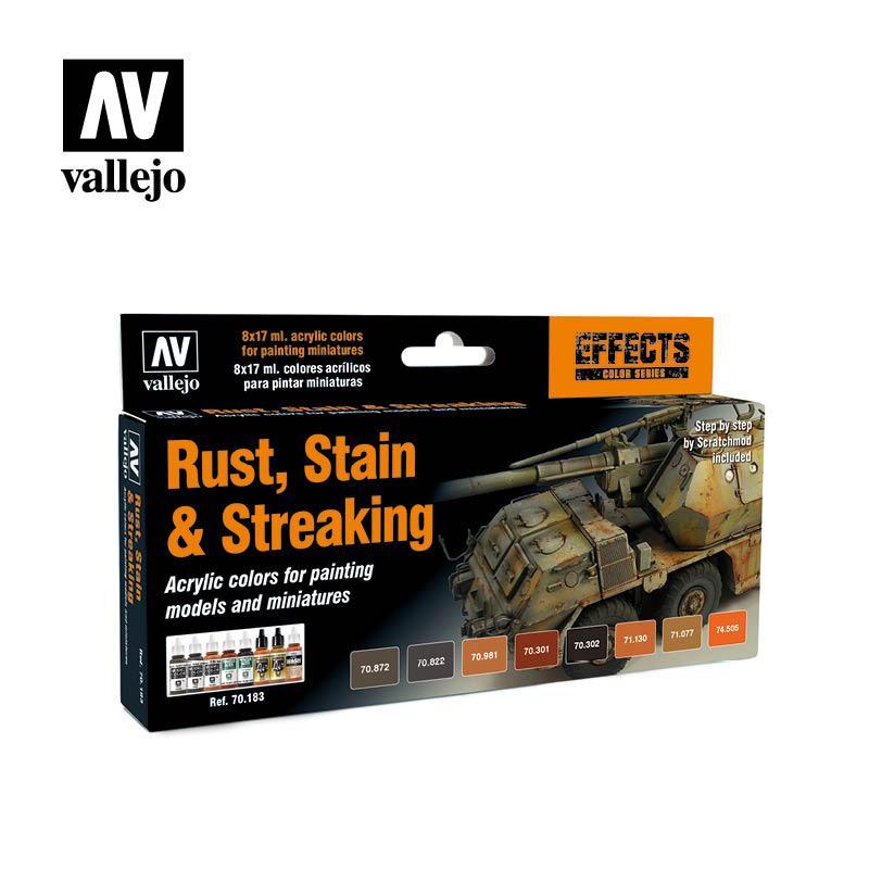 Набор ариловых красок для моделизма Rust, Stain & Streaking, 8х17мл, Vallejo