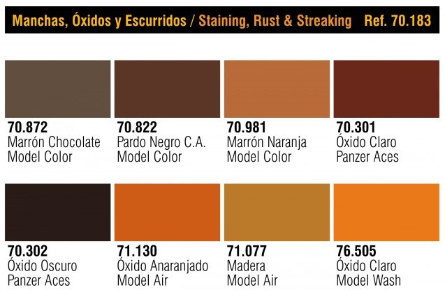 Набор ариловых красок для моделизма Rust, Stain & Streaking, 8х17мл, Vallejo - фото 3 - id-p119873412