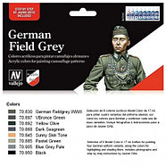 Набор ариловых красок для униформы GERMAN FIELD GREY UNIFORM, 8х17мл, Vallejo, фото 3