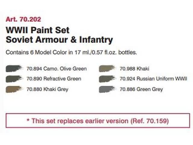Набор акриловых красок для сборных моделей WWII SOVIET ARMOUR, 6х17мл, Vallejo - фото 2 - id-p119873717