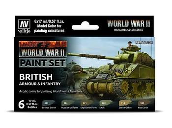 Набор акриловых красок для сборных моделей WWII BRITISH ARMOUR, 6х17мл, Vallejo