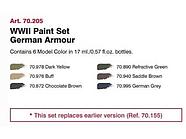 Набор акриловых красок для сборных моделей WWII GERMAN ARMOUR, 6х17мл, Vallejo, фото 2