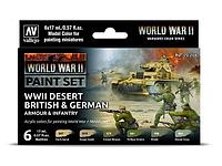 Набор акриловых красок для сборных моделей WWII DESERT BRITISH & GERMAN, 6х17мл, Vallejo