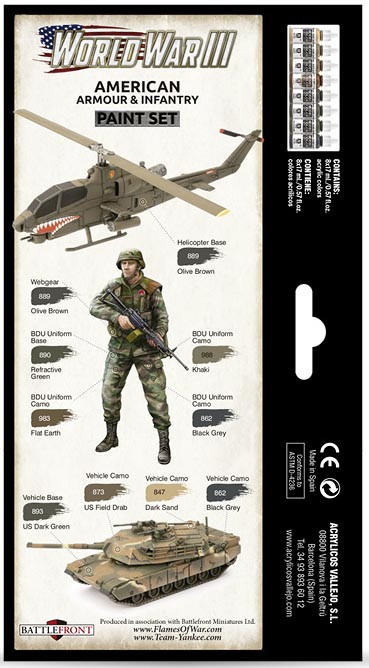Набор акриловых красок для сборных моделей WWIII AMERICAN ARMOUR, 8х17мл, Vallejo - фото 2 - id-p119873740