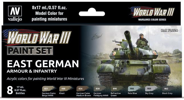 Набор акриловых красок для сборных моделей WWIII EAST GERMAN ARMOUR, 8х17мл, Vallejo - фото 1 - id-p119873756