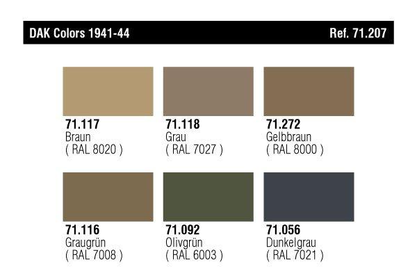 Набор акриловых красок для сборных моделей DAK COLORS 1941-44? 6х17мл, Vallejo - фото 2 - id-p119873939