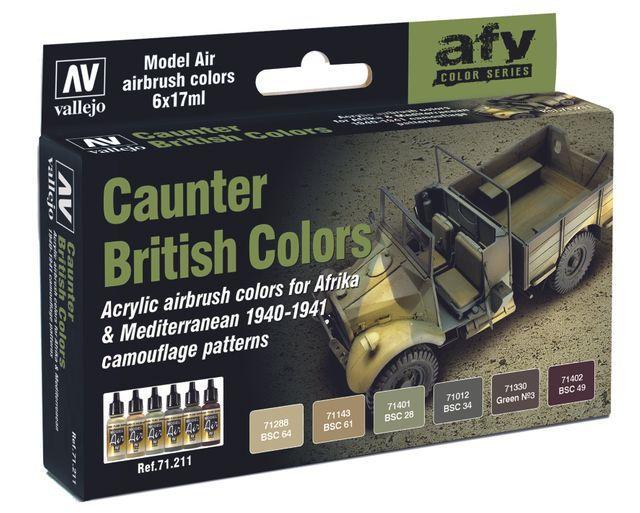 Набор акриловых красок для сборных моделей AFV CAUNTER BRITISH COLORS, 6х17мл, Vallejo
