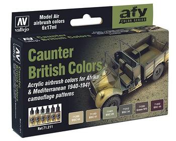 Набор акриловых красок для сборных моделей AFV CAUNTER BRITISH COLORS, 6х17мл, Vallejo