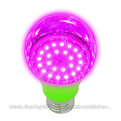 LED-A60-8W/SPSB/E27/CL PLP30GR : Лампа светодиодная для растений. Форма "A", прозрачная. Спектр для рассады и