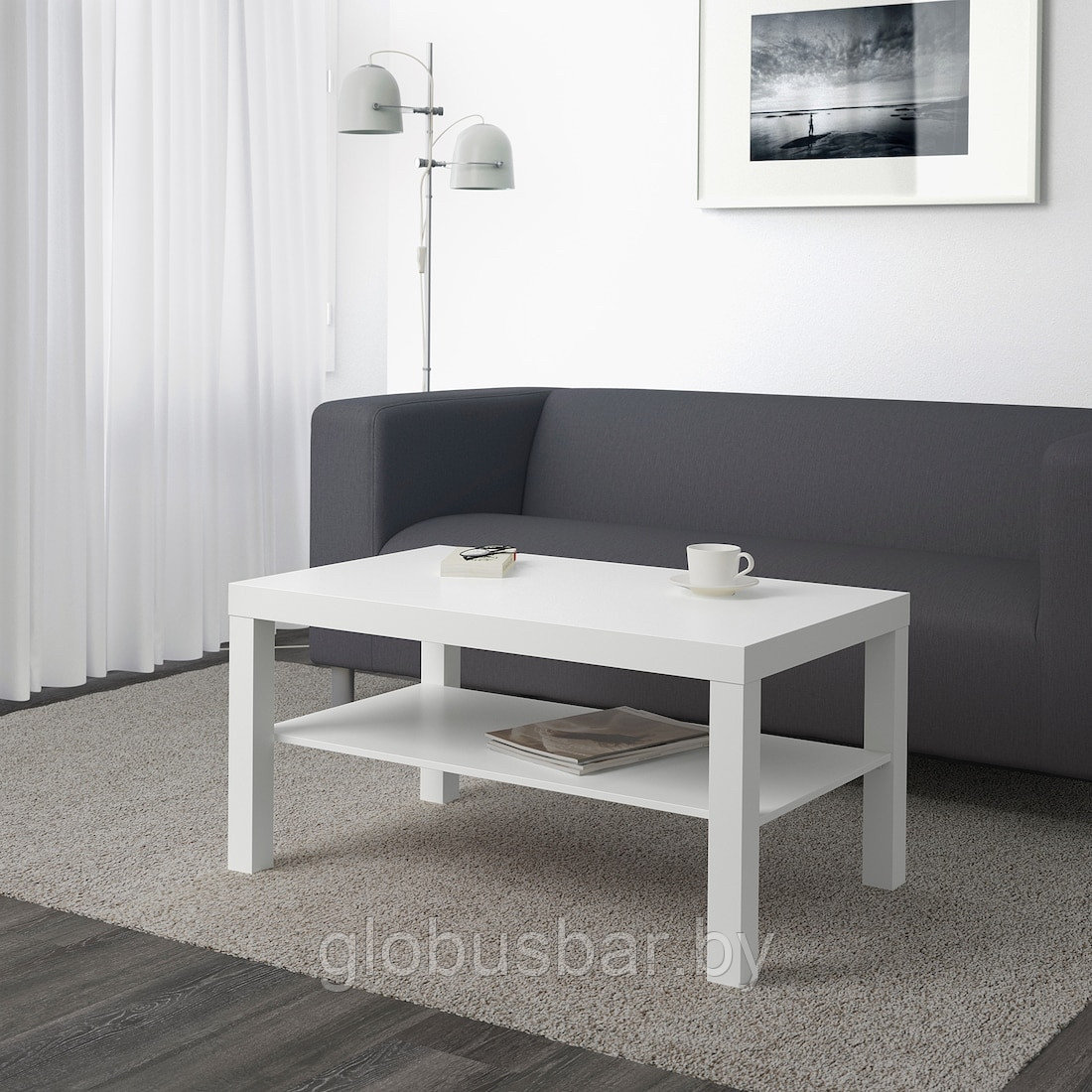 ЛАКК Журнальный стол, белый, 90x55 см, икеа - фото 3 - id-p119875748