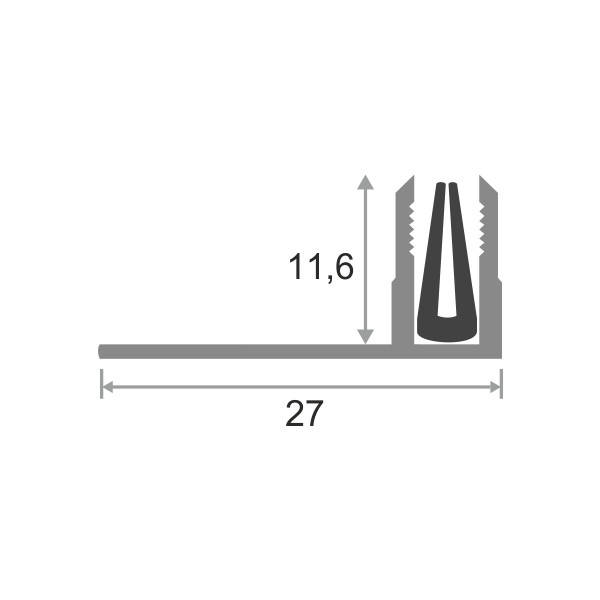 Ответная планка для Т - профиля ПТО-12 с резиновой вставкой 270 см - фото 2 - id-p119926343