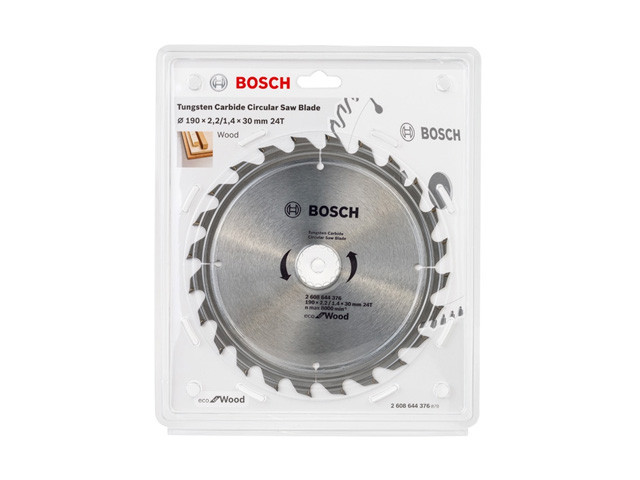 Диск пильный 190х30 мм 24 зуб. по дереву ECO WOOD BOSCH (твердоспл. зуб)