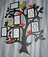 Фоторамка "Дерево", коричневая с сердечками и птичками