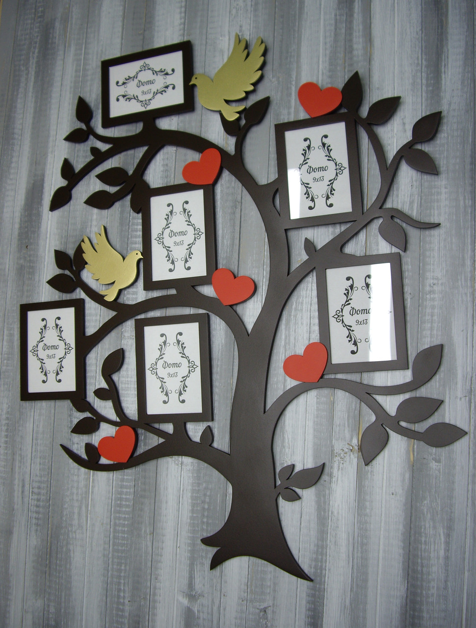 Фоторамка "Дерево", коричневая с сердечками и птичками - фото 2 - id-p119946448