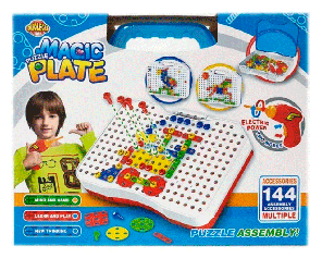 Конcтруктор Magic Plate Puzzle с шуруповертом (Creative Mosaic) на батарейках (3D-конструктор), 205 деталей, фото 2
