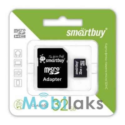 Карта памяти SmartBuy microSDHC 32GB 10 class + SD адаптер
