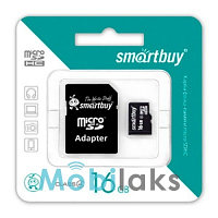 Карта памяти SmartBuy microSDHC 16GB 10 class + SD адаптер