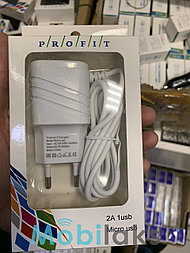 Сетевое зарядное profit 5v 2a 1usb с кабелем mikro usb