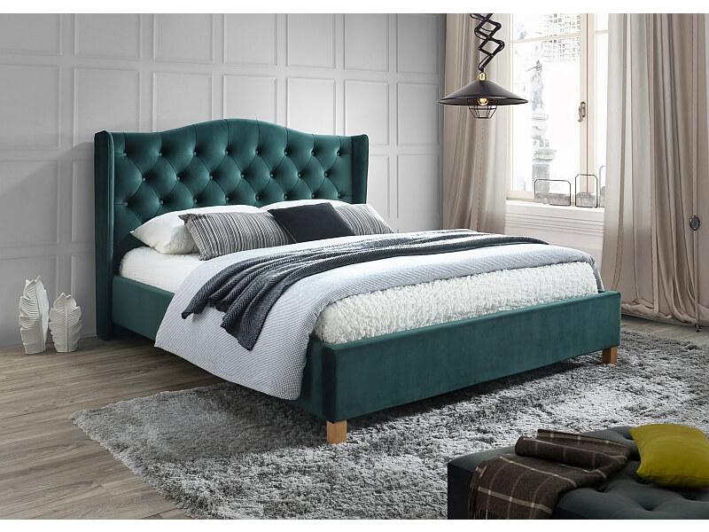 Кровать Signal ASPEN VELVET BLUVEL 78 (зеленый/дуб) 180/200