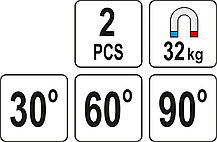 Магнитный держатель для угловой сварки (32кг) ( 2шт.) "Yato" YT-08723, фото 3
