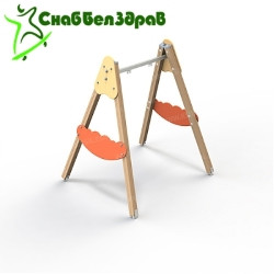 Качели на деревянных стойках с подвеской со спинкой - фото 5 - id-p120063712