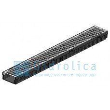 Комплект Gidrolica Light: лоток водоотводный ЛВ -10.11,5.5,5 - пластиковый с решеткой РВ -10.10,8.100 - фото 1 - id-p120067122