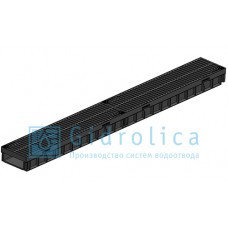 Комплект Gidrolica Light: лоток водоотводный ЛВ -10.11,5.5,5 - пластиковый
с решеткой РВ- 10.11.50, фото 2