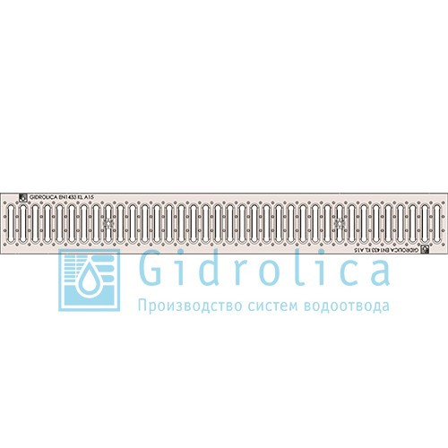 Решетка водоприемная Gidrolica Standart РВ-10.13,6.100 - штампованная стальная оцинкованная с отверстиями для - фото 2 - id-p120067159