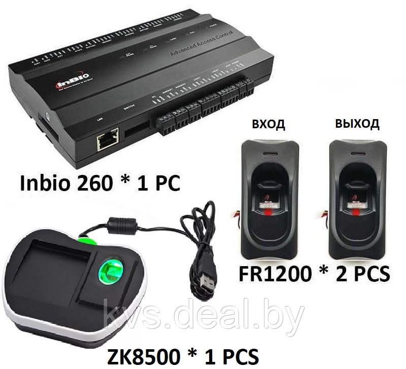 Комплект оборудования для учета рабочего времени по отпечатку пальца/карте ZKTeco на 1 проход + USB - фото 1 - id-p120063357