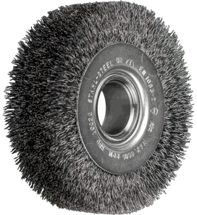 Щетка дисковая промышленная широкая неплетеная (гофрированная) 100 мм по стали, RBU 10028/14 ST 0,3