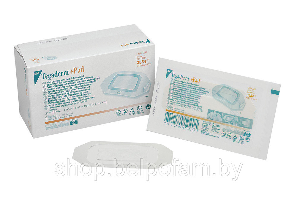 Повязка с абсорбирующей прокладкой раневая стерильная Tegaderm +Pad 6 см x 10 см