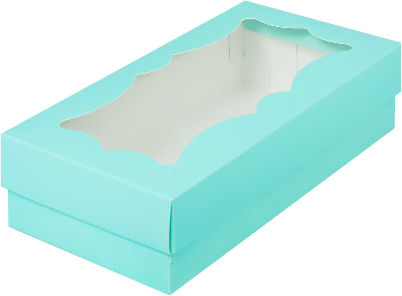 Коробка для зефира и печенья с фигурным окном, Тиффани (210*110*55 мм) - фото 1 - id-p120117948