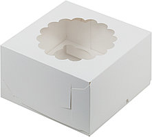 Коробка для капкейков с окном Белая (на 4 шт), 160х160х h100 мм