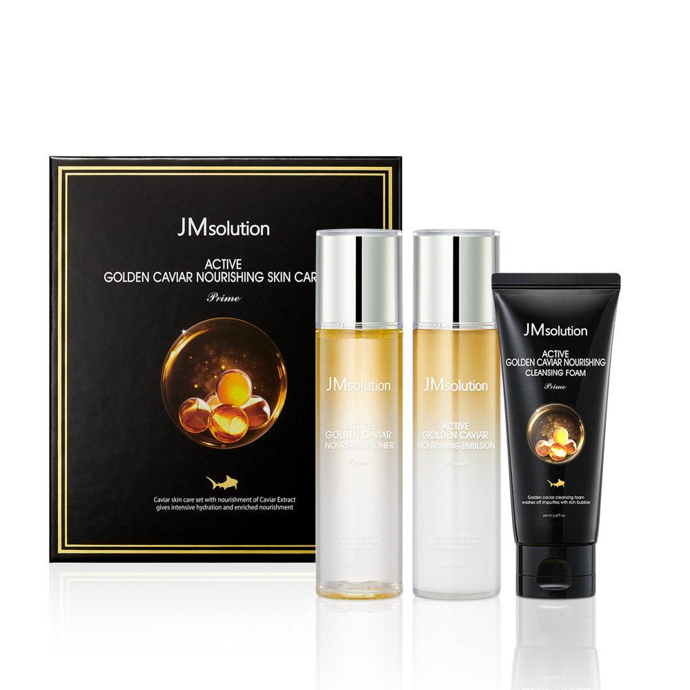 Набор тонер, эмульсия и пенка с экстрактом икры и частицами золота JMsolution ACTIVE GOLDEN CAVIAR NOURISHING