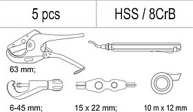 Набор инструмента для сантехника в футляре(5пр.) CrV "Yato" YT-55482, фото 3