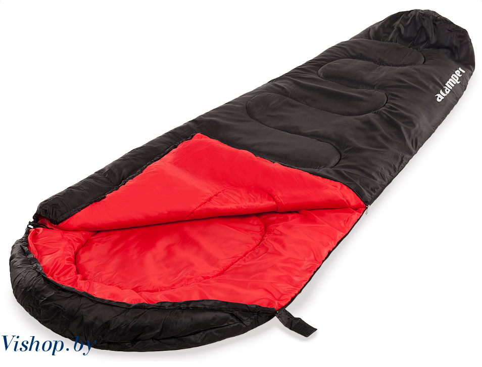 Спальный мешок кокон-мумия 250г /м2 ACAMPER красно-черный