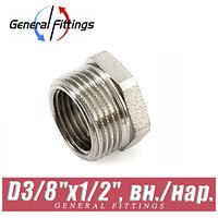 Футорка никелированная GF D3/8"x1/2", вн./нар.