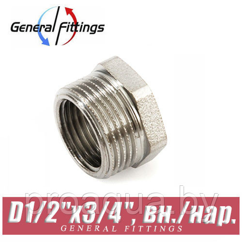 Футорка никелированная GF D1/2"x3/4", вн./нар.