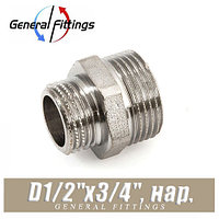 Ниппель никелированный GF D1/2"x3/4", нар./нар.