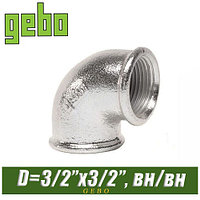 Угол оцинкованный Gebo 1 1/2" вн/вн