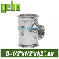 Тройник оцинкованный Gebo 1/2" вн/вн/вн