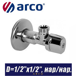 Кран угловой Arco A-80 MAC D1/2"x1/2", нар/нар.