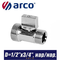 Кран шаровый Arco L-88 D1/2"x3/4", нар/нар.