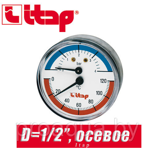 Термоманометр с осевым подключением Itap D1/2" - фото 1 - id-p120126777