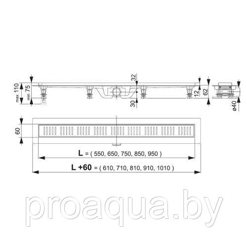 Трап линейный Alcaplast APZ10-550M Simple (55 см) - фото 6 - id-p120126961