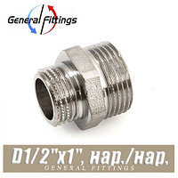 Ниппель никелированный GF D1/2"x1", нар./нар.