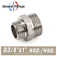 Ниппель никелированный GF D3/4"x1", нар./нар.