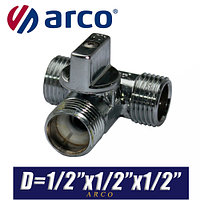 Кран шаровый трехпроходной Arco MINI TE D1/2"x1/2"x1/2"