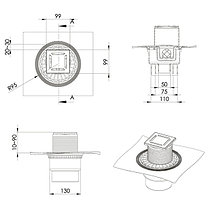 Трап точечный Berges Wasserhaus ZENTRUM Norma 100х100, фото 3